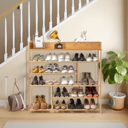 Flash Sale6Layer Shoe Rack med 2 lådor Bambu Färglagringsskåp för entréerstock 240102