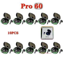 이어폰 5/10pcs Pro 60 Bluetooth 이어폰 TWS 무선 헤드폰 디스플레이 스테레오 헤드셋 터치 제어 이어 버드 소음 감소 PK F95C