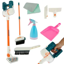 6Pcs Kids Cleaning Set Children's Realistic Play House Toy Broom Mop Duster Dustpan Brushes for Housekeeping Educational 240103