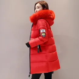 Giacche Inverno Donna Cappotto freddo Parka Giacca imbottita con cappuccio di media lunghezza Giacca calda con collo in pelliccia grande A buon mercato Moda di spedizione gratuita all'ingrosso