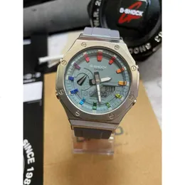 Audemar Piquet 럭셔리 디자이너 시계 APSF Royals Oaks Wristwatch GM-2100 GA-2100 Custom GA2100AP Buckle Grey Rainbow Audemarrsp 방수 스테인리스 스틸