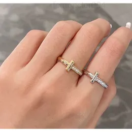 Anéis joias S925 prata esterlina t único meio anel de diamante requintado diário versátil avançado GG7R
