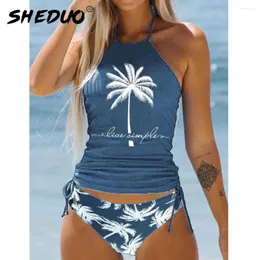 Damen-Bademode 2024, geraffter Tankini, Damen-Bikini, zweiteiliger Badeanzug, Bauchkontrolle, Set, Badeanzug, Sommer, Strandkleidung