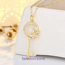 Pendant Necklace Tie Home Collar Chain Designer Jewelry Tifannissm Gan T Family Vine Key Ladies 925 Sterling Silver Flower Leaf Kwai Have Original Box