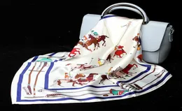 Foulards 100 Soie Brillant Écharpe Femmes039s Vintage Cheval Imprimé Petite Hôtesse De L'hôtesse Foulard Carré Bandana Attaché 53cm 208 pouces5041825