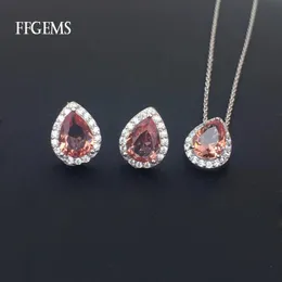 Anelli Ffgems Set di gioielli Zultanite Sterling Sier Diaspore Stone Cambia colore per le donne Lady Party Regalo di nozze con catena