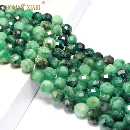 Изящные 100% натуральный камень, граненые изумрудно-зеленые круглые бусины-разделители из драгоценных камней для изготовления ювелирных изделий, браслет, ожерелье, 6/8/10 мм