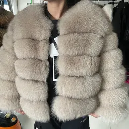 Maomaokong Furry Natural Fox Raccoon Real Fur Coat Women Jacket Luxury Winter Parka Vest 여성 가죽 의류 Brown Beige 240102