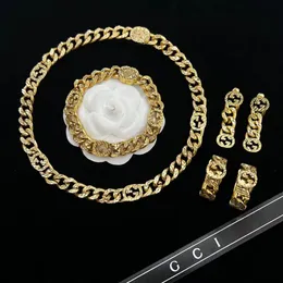 Luxury Brand Cuban Chain G Letters Charm Bracelets Necklaces Silver Retro Vintage Hip Hop Designer Miami Link Bangle Bracelet Necklace Earrings Jewelry Men Women