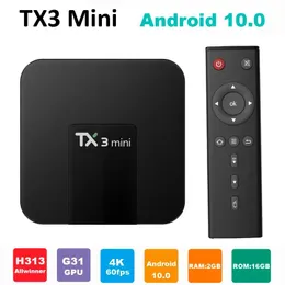 Kutu TX3 Mini TV Kutusu 2GB 16GB Dört Çekirdek Allwinner H313 Akıllı Kutu Android 10.0 Medya Oyuncu Desteği WiFi DLNA 3D Set Üst Kutusu Android10 T