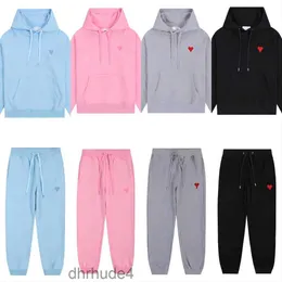 Mens e Womens Designer Amis Hoodie Tracksuit Sweater Bordado Aword Red Love Fino Pescoço Redondo Pulôver Casal Paris Moletom Manga Longa Esportes Su ZABR