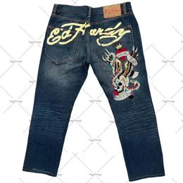 Bedruckte Straßenjeans für Herren, Y2K-Hiphop, hohe Taille, gerade Retro, lockere Hose mit weitem Bein, Denim-Hose, europäisch und amerikanisch, 240102