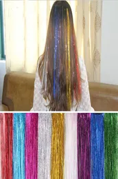 Moda sexy 8 colori capelli tinsel sparkle glitter estensioni evidenzia ciocche di capelli finti accessori per feste7950962