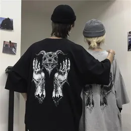 T-Shirt Japanese Harajuku Satan T Shirt for Men Women Ulzzang Korean Style Tshirt Streetwear Baphomet Demon Tee Tops Satanist Clothes