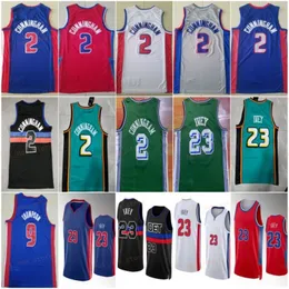 Costurado Cidade Basquete Cade Cunningham Jersey 2 Homens Jaden Ivey 23 Grant Hill 33 Retro Vintage Equipe Ganhou Ícone Puro Algodão Preto Verde Vermelho Branco Azul