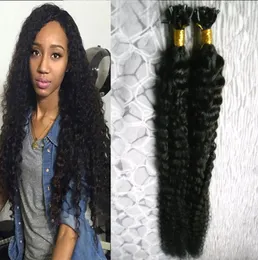 Cabelo virgem peruano crespo encaracolado pré-ligado fusão cabelo humano u ponta 100g 1gstrand 100s queratina vara ponta extensões de cabelo humano je7303321