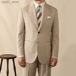 Męskie garnitury Blazers Vintage Khaki Single Breasteed Suit Dwuczęściowy garnitur na przyjęcie weselnym Bankiet Men Suit Slim Fit Come Homme Mariage Q230103