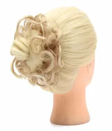 Whole1PC Bulls Hair Piece Updo Bride Bun Natural Elastic Hairpiece Wavy Messy Multificational Synthetic Curly Hair Chignon6303976