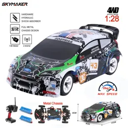 WLTOYS K989 RC RACING DRIFT CAR 1 28 4WD 드라이브 오프로드 24G 고속 30kmh 합금 RC 128 랠리 차량 장난감 240103