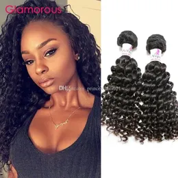 Trames glamour vierge brésilienne vague profonde bouclés extensions de cheveux humains 834 pouces pas cher péruvien malaisien indien cheveux humains tissage faisceaux