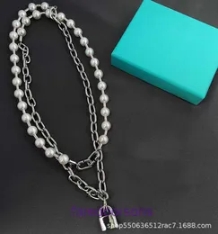 Pendant Necklace Tie Home Collar Chain Designer Jewelry Tifannissm T familys light luxury exquisite pearl lock bracelet double layere Have Original Box