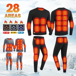 Roupa interior aquecida inverno roupa interior térmica mulheres homens 28 áreas jaqueta de aquecimento acessórios esportivos de inverno equipamento aquecido elétrico 240103
