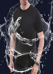 Camiseta masculina039s anti suja à prova d'água, camiseta atlética masculina com absorção de umidade, secagem rápida, manga curta, camisetas esportivas3985224