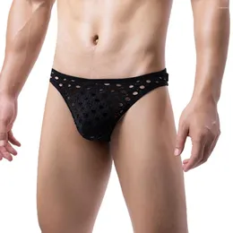 Underbyxor sexiga män genomskinliga thong-påse t-back g-sträng fast elasticitet trosor låg stigning underkläder V-sträng ren lätt underkläder