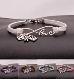 Mode smycken Ancient Silver FG/Reckered FG Armband Charm Armband smycken Mixed Velvet Rope Infinity Love 8 Bangle - 911618537