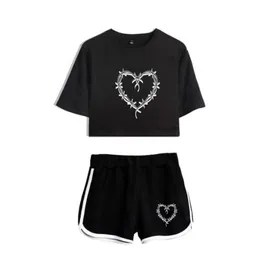 Saias Karol G Bichota Merch Senhoras Tracksuit Duas peças Set Mulheres Top e Shorts Casual Sportswear 2pcs Oufits Streetwear Roupas