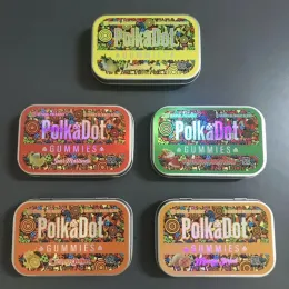 4Grams Polkadot Gummies Packaging Metal Boxes Sour Mastinelli Rectangular Tinplate Metal Packaging Box Flip Storage Box för Polk Dot BJ