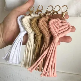 Portachiavi Macrame Boho Portachiavi Fatto a mano Borsa a forma di cuore Ciondolo Regalo Chiavi della macchina Festa della mamma Gioielli di moda Accessori Commercio all'ingrosso