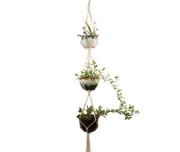 MACRAME PLANT HANGER 실내 야외 홈 벽 예술 장식을위한 3 단계 대형 재배자 바구니 65inch5414923