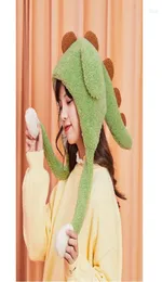 Berretti Donna Inverno Bomber Cap y Peluche Felpa con cappuccio Sciarpa Cappello con orecchie da salto in movimento Femmina Divertente cartone animato Dinosauro Caldo paraorecchie4949812