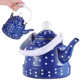 Dinnerware Sets Whistling Tea Kettle Classic Dots Enamel Teapot With Good Grip Handle For Home Office