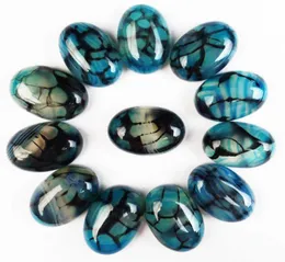 12 pz Intero Naturale Blu Drago vene Agate Ovale CAB Cabochon 17x12x6mm per Creazione di Gioielli Accessori senza foro 2107202563079