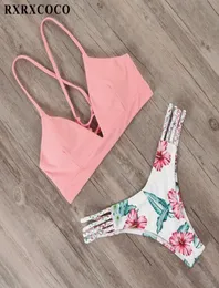 Rxrxcoco bandagem banho feminino biquíni brasileiro maiô 2019 sexy tanga conjunto de biquíni maiô feminino push up flor banhistas4071293