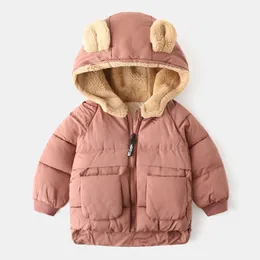 Çocuklar pamuklu kıyafetler kalınlaşmış kızlar ceket bebek çocuklar kış sıcak ceket fermuarlı kapüşonlu kostüm erkekler 240104