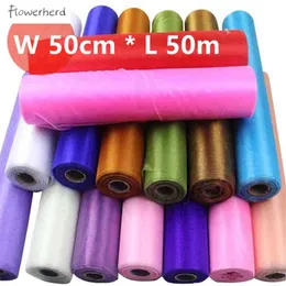 Wedding Table Runner Decoration Yarn Roll Crystal Tulle Organza Sheer Gauze Element Casamento Favors Supplies 50cmx5030meters 240104