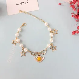 Bracelets 10pcs/lot fashion women jewelry card captor angel wing star wand pearl bracelet