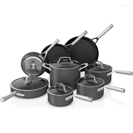 Инструменты для выпечки Ninja C39600 Foodi NeverStick Премиальный набор жестко анодированной посуды из 13 предметов. Прочный, подходит для духовки при температуре до 500°F. Серый.