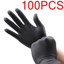 100st Black Nitrile Gloves Powderfri WaterProo Home Cleaning Work Tattoo Garden Kitchen Cooking Food Grade Disponable Gloves 240104