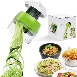 Handheld Spiralizer Vegetable Fruit Slicer Adjustable Spiral Grater Cutter Salad Tools Rotary Grater Kitchen Items 240104