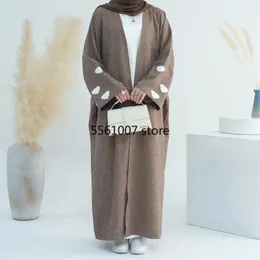 Cuda ubrania etniczne Abaya Otwórz przednie cienkie tkaniny Motyle Motywne Zwyciężone kimono muzułmańskie kobiety Islamskie Dubaj Turcja Kaftan Ramadan