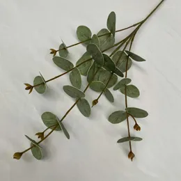 Dekorativa blommor 3D tryckt eukalyptus gäng falska växter pengar blad hem dekoration konstgjord bröllop parti arrangemang gröna blad 5 st