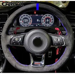 Capas de volante CARDAK DIY Capa de volante de carro de camurça personalizada para vagVW Golf R MK7 Golf 7 GTI VW Polo GTI Scirocco 2015 2016L24014