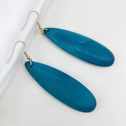 Dangle Earrings Elegant Gem Blue Colored Solid Wood Fashion Women Statement Party Jewelry Gift Earwear