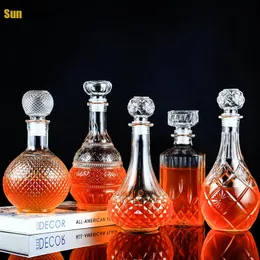 Viski Decantter kurşunsuz berrak cam şarap şişesi bira lot ev bar aracı dekorasyon kristal 240104