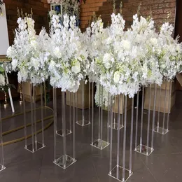 przezroczysty akrylowy łuk kwiatowy Tłok kwadratowy stojak na kwiat na scenę ślubną stół tylne dekoracje