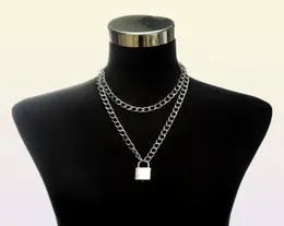 Chain necklace women 90s link chain silver color lock pendant necklace gothic emo festival fashion jewelry5081507